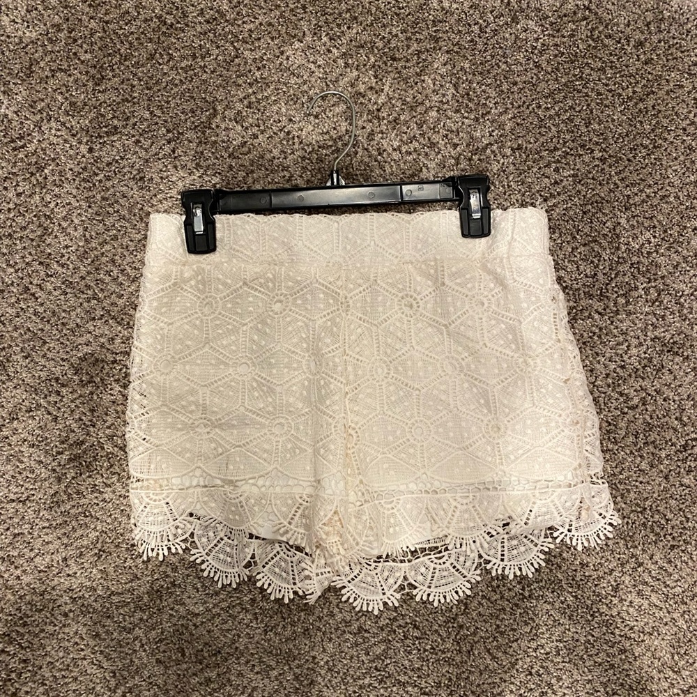 Off white lace shorts with liner